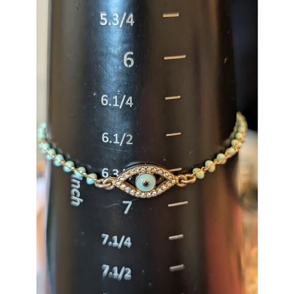 Mint Enamel Silver Tone Bangle Bracelet & J. Crew Mint Beaded Bracelet Lot - Picture 6 of 9